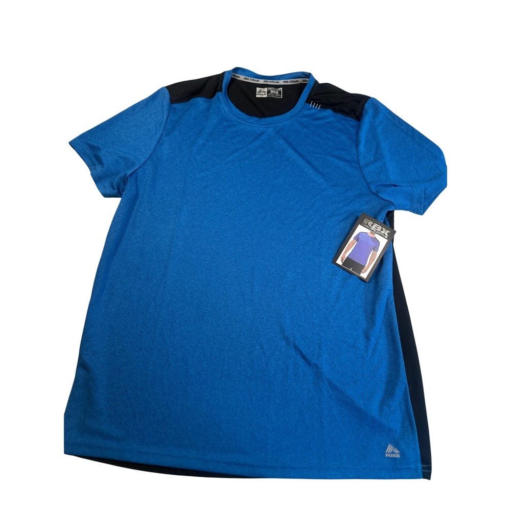 RBX Mesh Colorblock Tee Shirt Blue Black X-Dri Performance Gym Top‎ Mens XL NEW